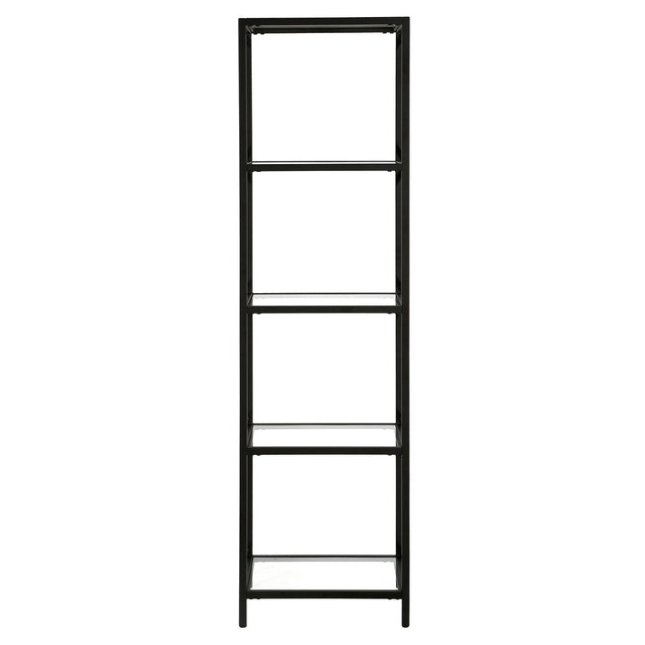 66" Black Metal And Glass Four Tier Etagere Bookcase Image 2