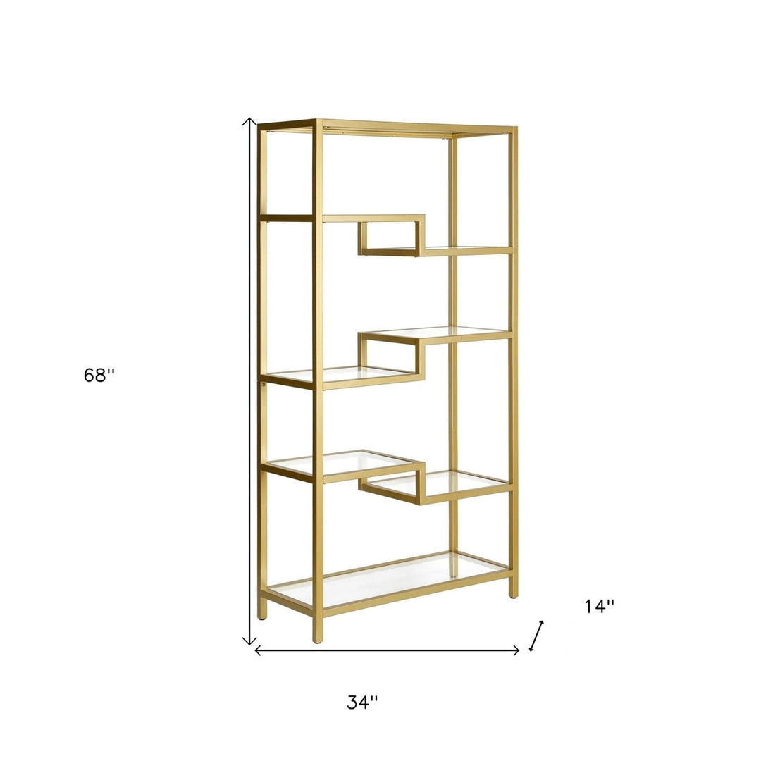 68" Gold Metal and Glass Seven Tier Etagere Bookcase Image 12