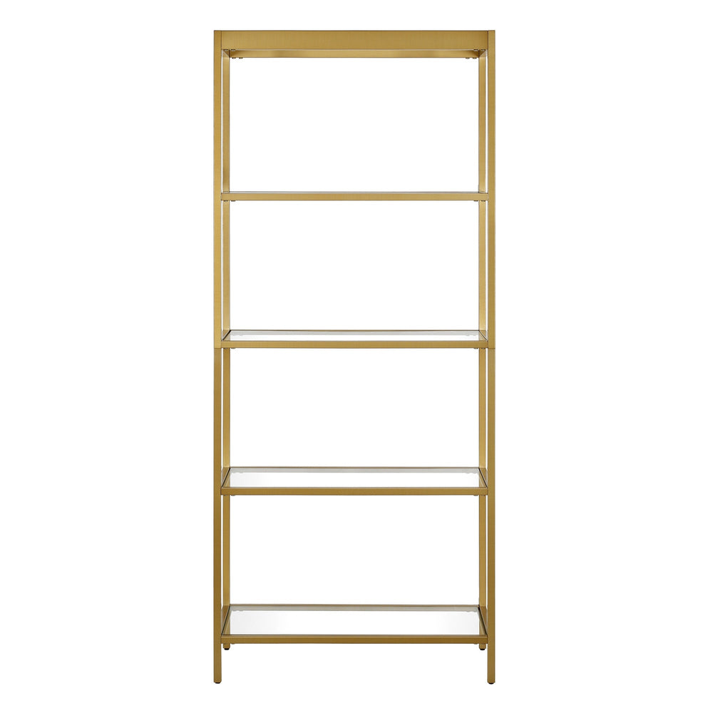 70" Gold Metal and Glass Four Tier Etagere Bookcase Image 2