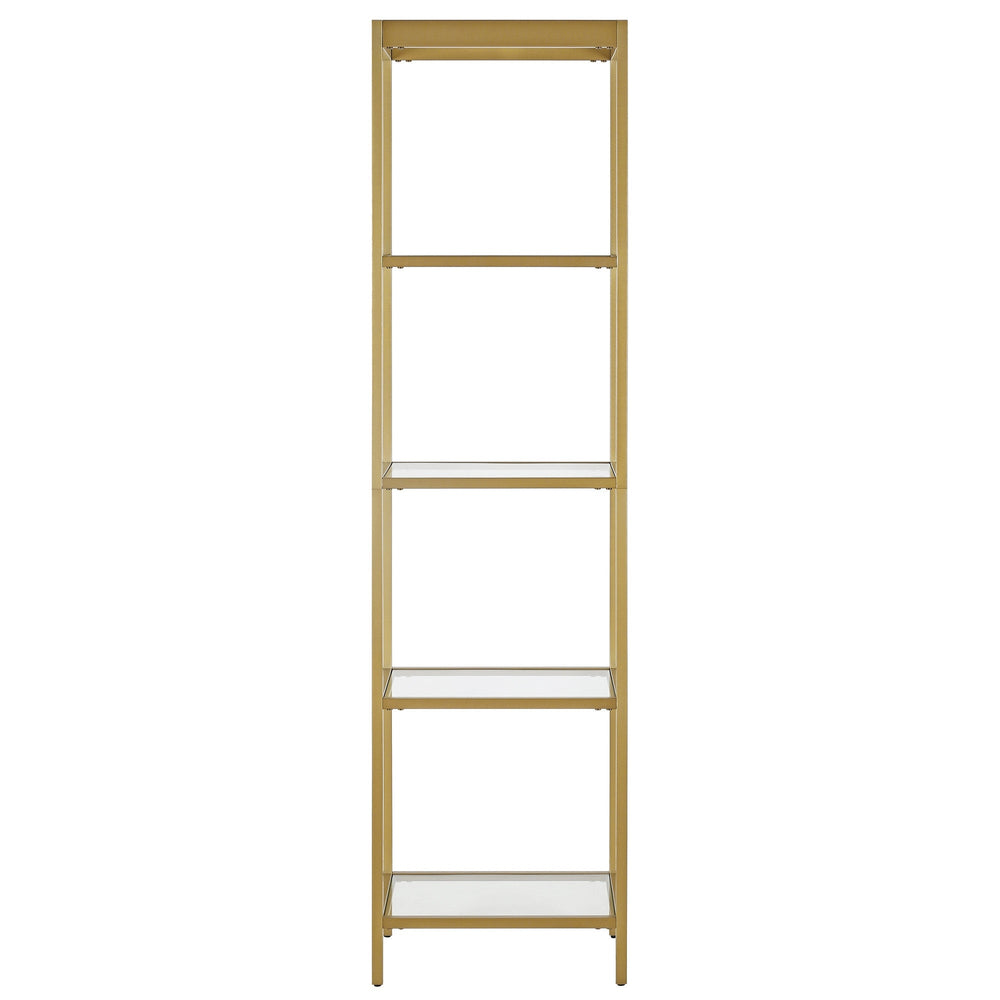 70" Gold Metal and Glass Four Tier Bookcase Image 2