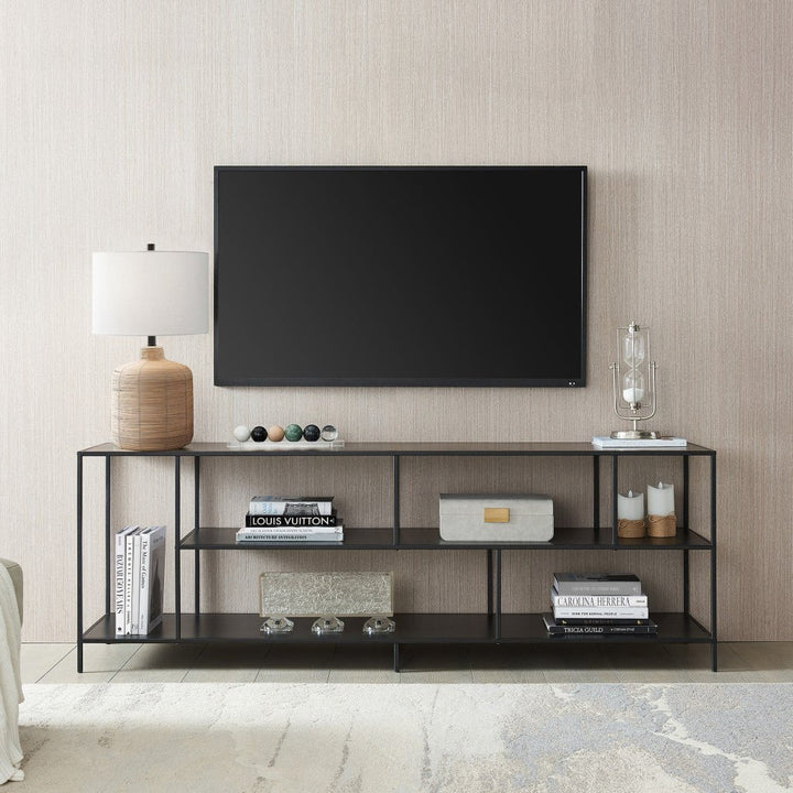 70" Black Metal Open shelving TV Stand Image 6