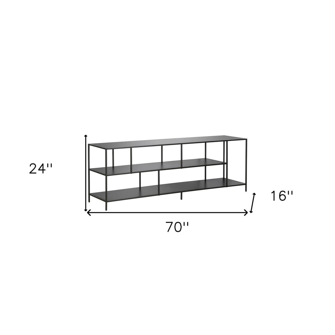 70" Black Metal Open shelving TV Stand Image 8