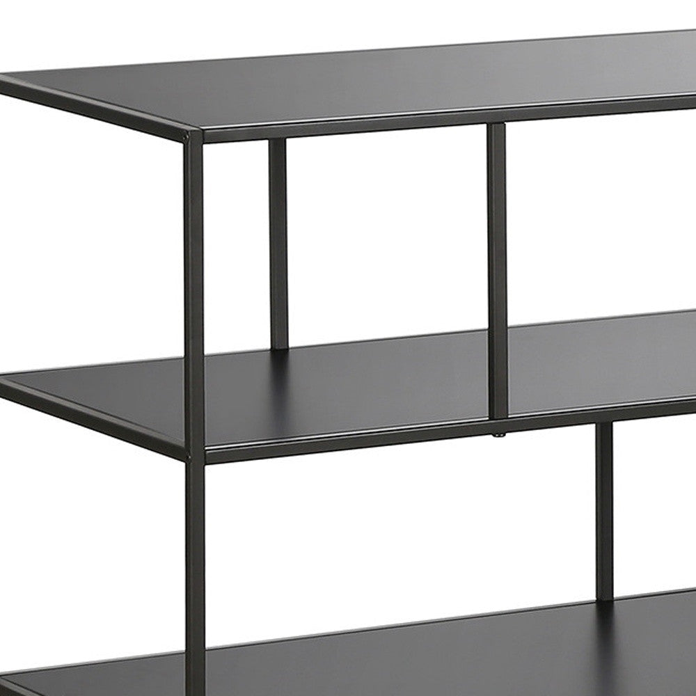 70" Black Metal Open shelving TV Stand Image 9