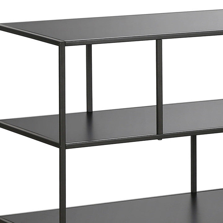 70" Black Metal Open shelving TV Stand Image 9