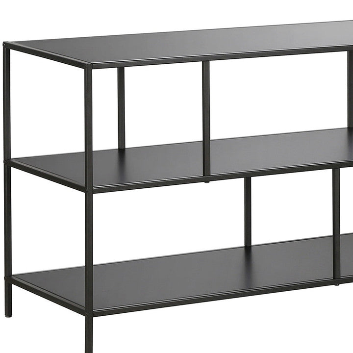 70" Black Metal Open shelving TV Stand Image 10