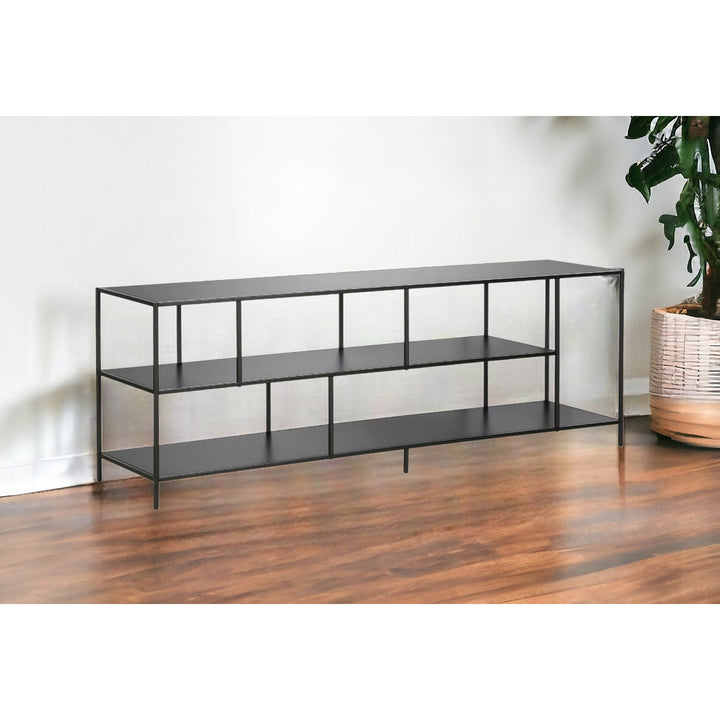 70" Black Metal Open shelving TV Stand Image 11