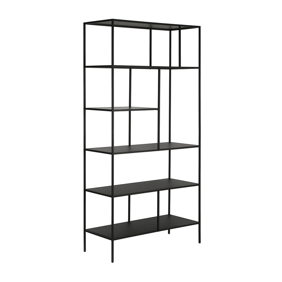 72" Black Metal Six Tier Etagere Bookcase Image 1