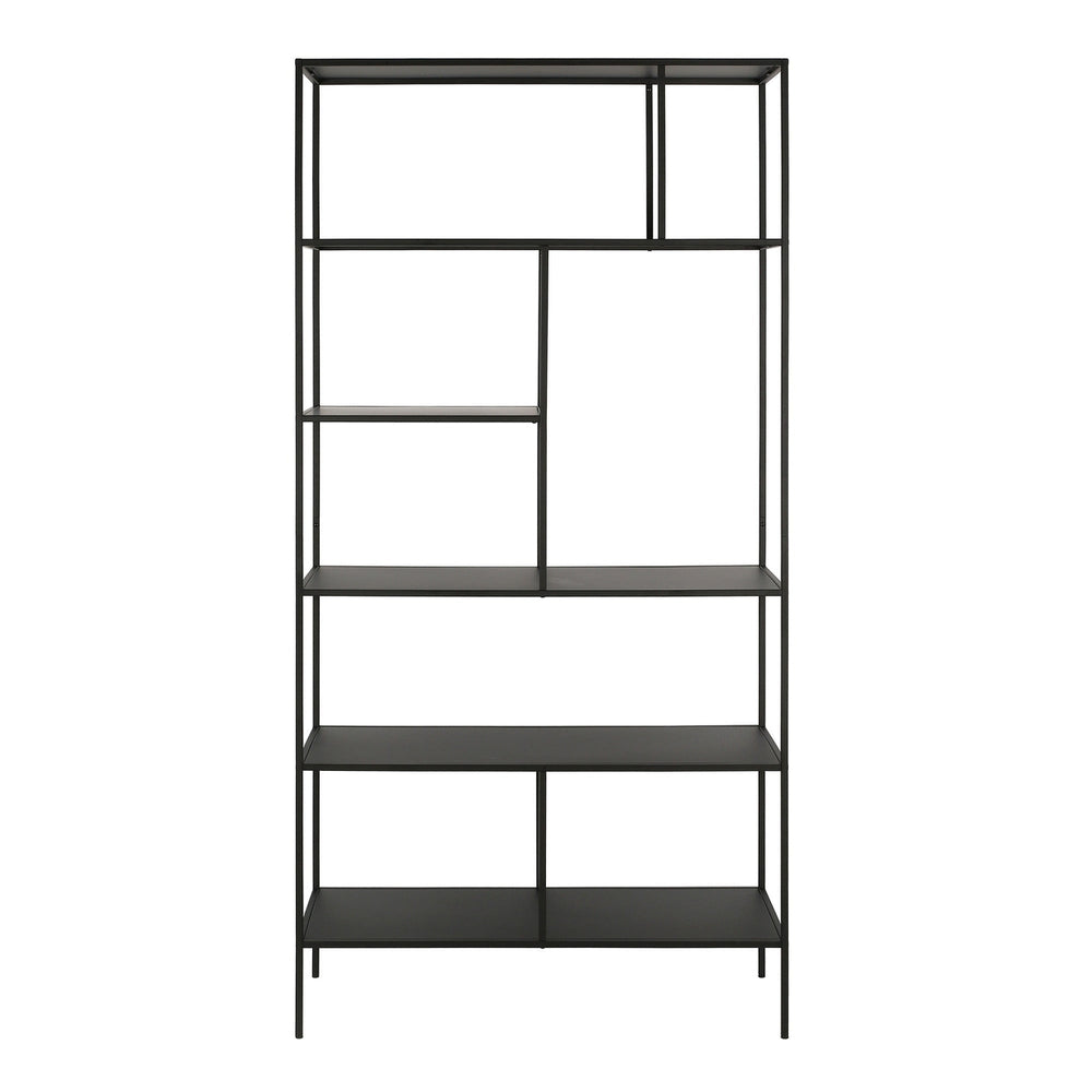 72" Black Metal Six Tier Etagere Bookcase Image 2