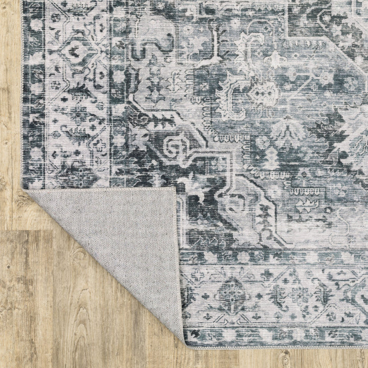 8 Gray And Ivory Oriental Printed Non Skid Runner Rug Image 6