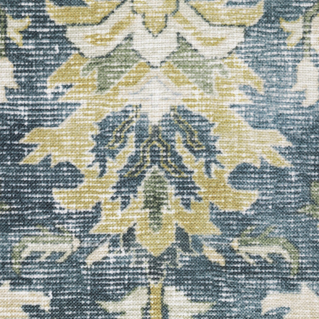 7 X 10 Blue Gold Green And Ivory Oriental Printed Stain Resistant Non Skid Area Rug Image 7