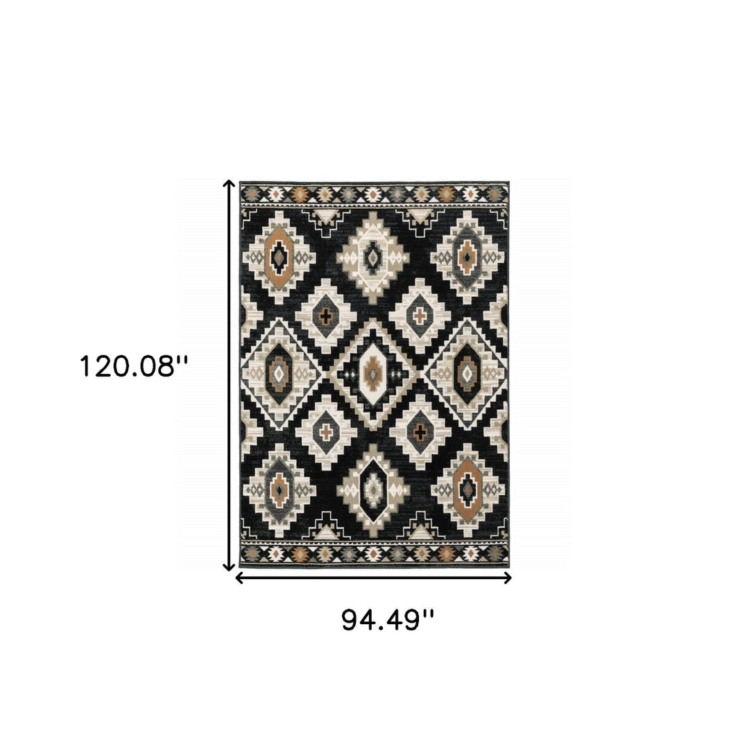 8 X 10 Black Grey Tan Orange And Ivory Southwestern Power Loom Stain Resistant Area Rug Image 10