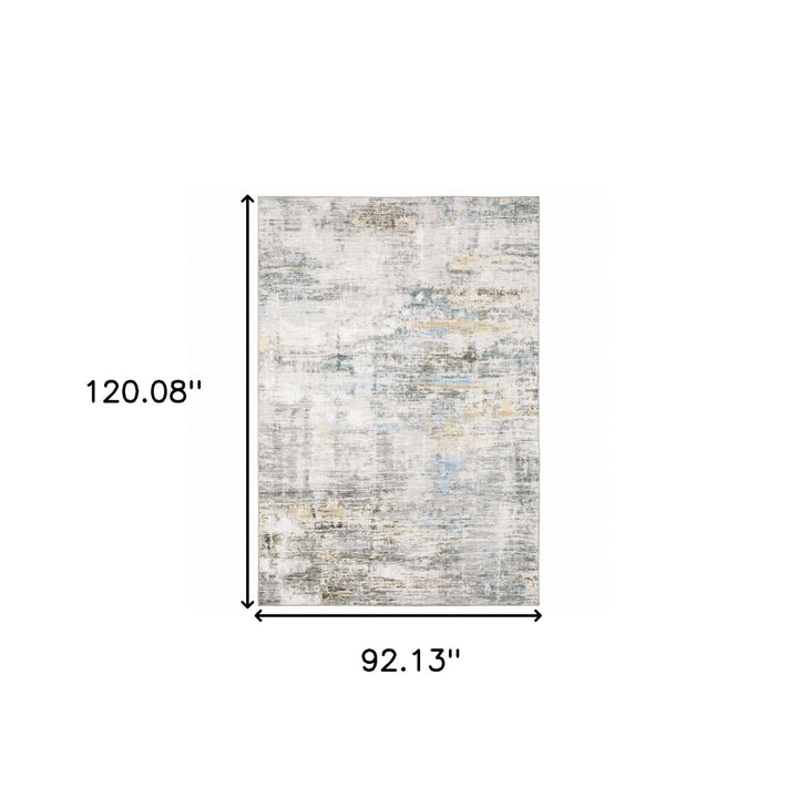 8 X 10 Grey Gold Blue Beige And Green Abstract Power Loom Stain Resistant Area Rug Image 11