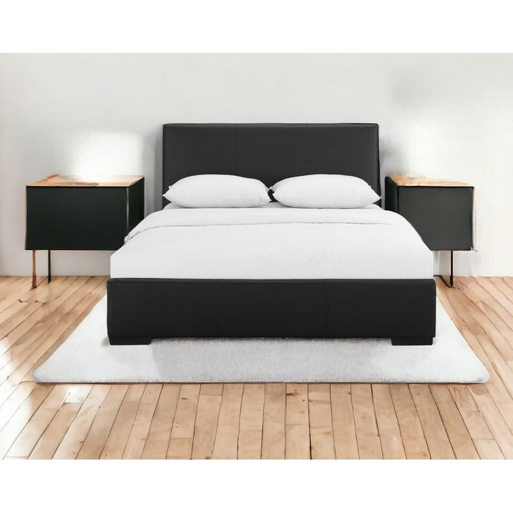 Black Upholstered Queen Platform Bed Image 4