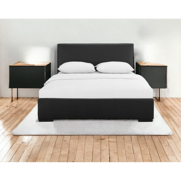 Black Upholstered Queen Platform Bed Image 1