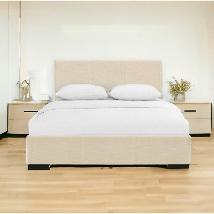 Black Upholstered Queen Platform Bed Image 1