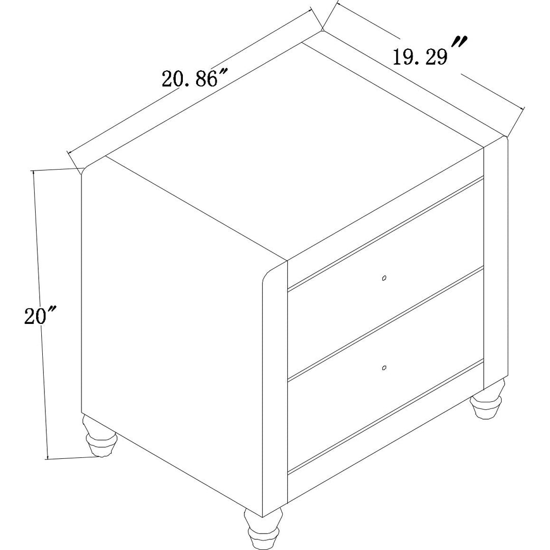 Black Upholstered Queen Platform Bed with Nightstand Image 3