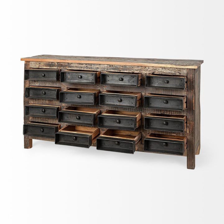 Brown Reclaimed Hardwood Sideboard With 16 Pull Out Drawers Image 3