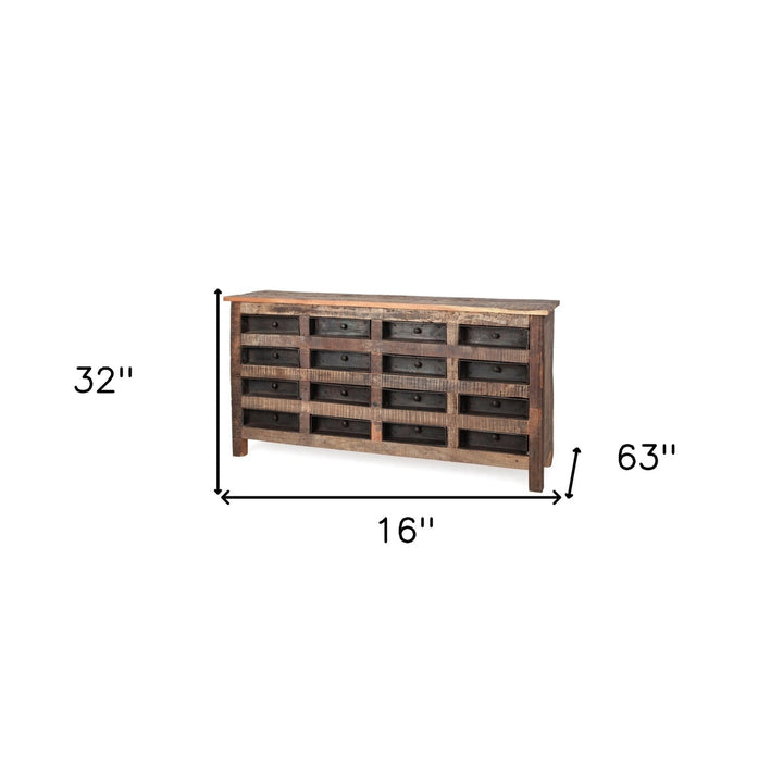 Brown Reclaimed Hardwood Sideboard With 16 Pull Out Drawers Image 6