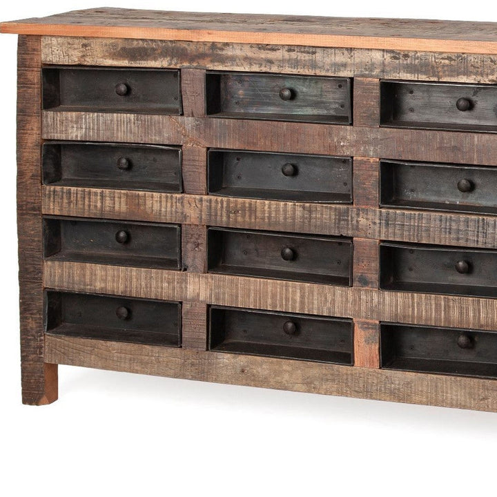 Brown Reclaimed Hardwood Sideboard With 16 Pull Out Drawers Image 8