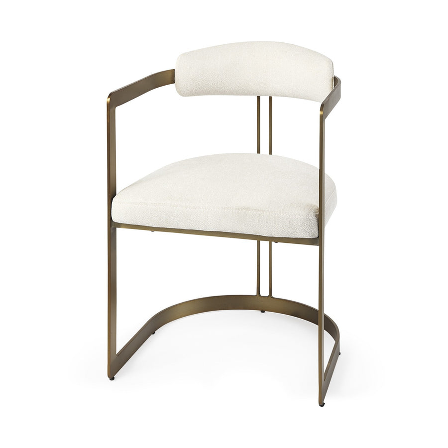 Curvy Gold and White Upholstered Dining Armchair Image 1