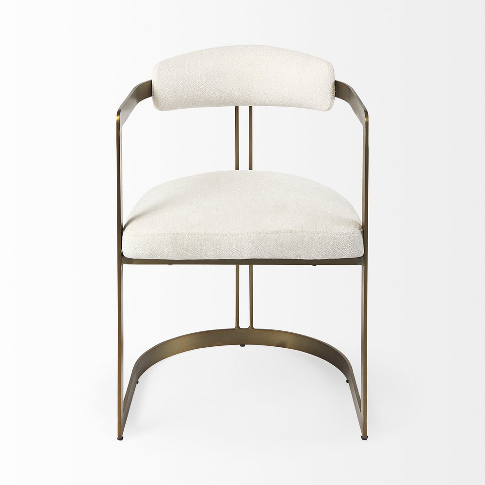 Curvy Gold and White Upholstered Dining Armchair Image 2