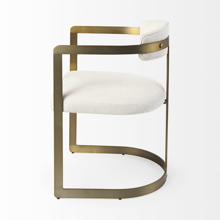 Curvy Gold and White Upholstered Dining Armchair Image 3