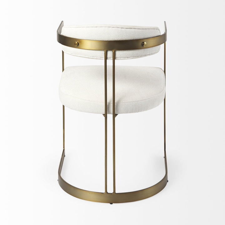 Curvy Gold and White Upholstered Dining Armchair Image 4