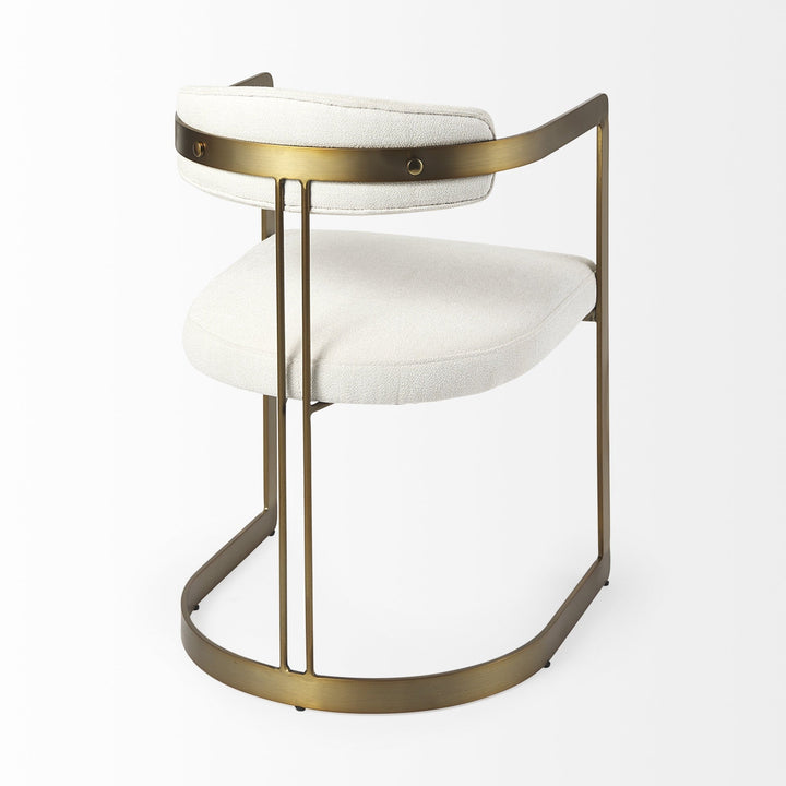 Curvy Gold and White Upholstered Dining Armchair Image 5