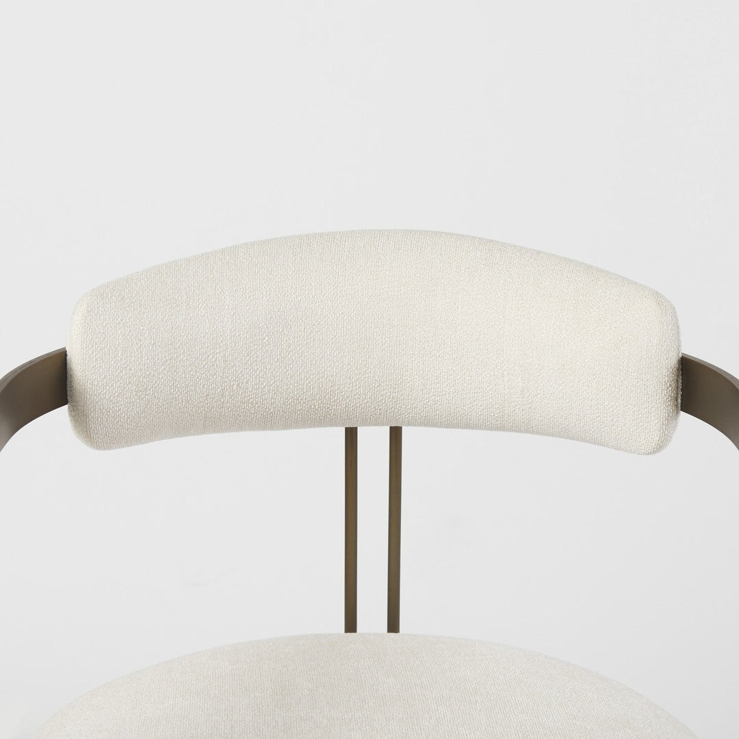 Curvy Gold and White Upholstered Dining Armchair Image 6