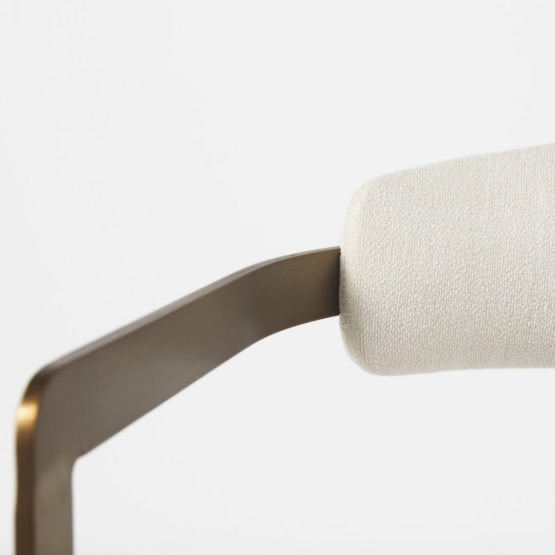 Curvy Gold and White Upholstered Dining Armchair Image 7