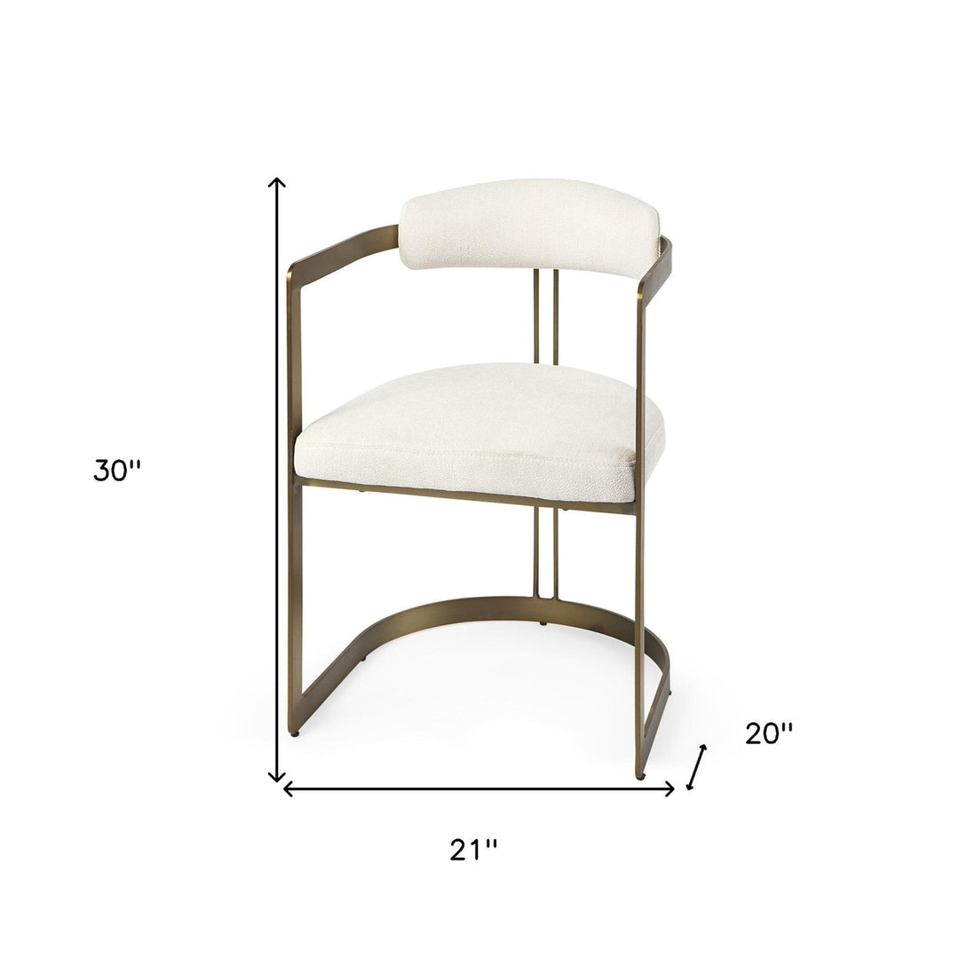 Curvy Gold and White Upholstered Dining Armchair Image 10