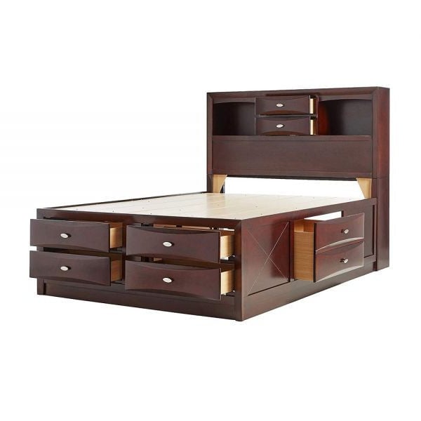 Espresso Multi-Drawer Wood Platform Full Bed With Pull Out Tray Image 4