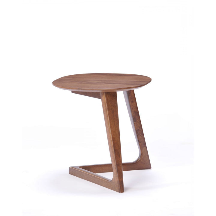 Mod Walnut Wood Asymmetric End Table Image 4