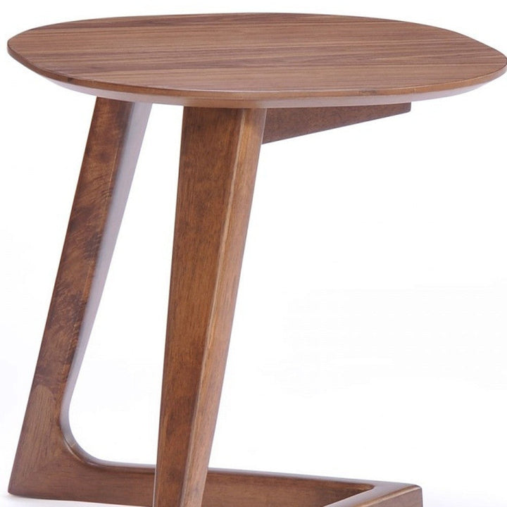 Mod Walnut Wood Asymmetric End Table Image 5