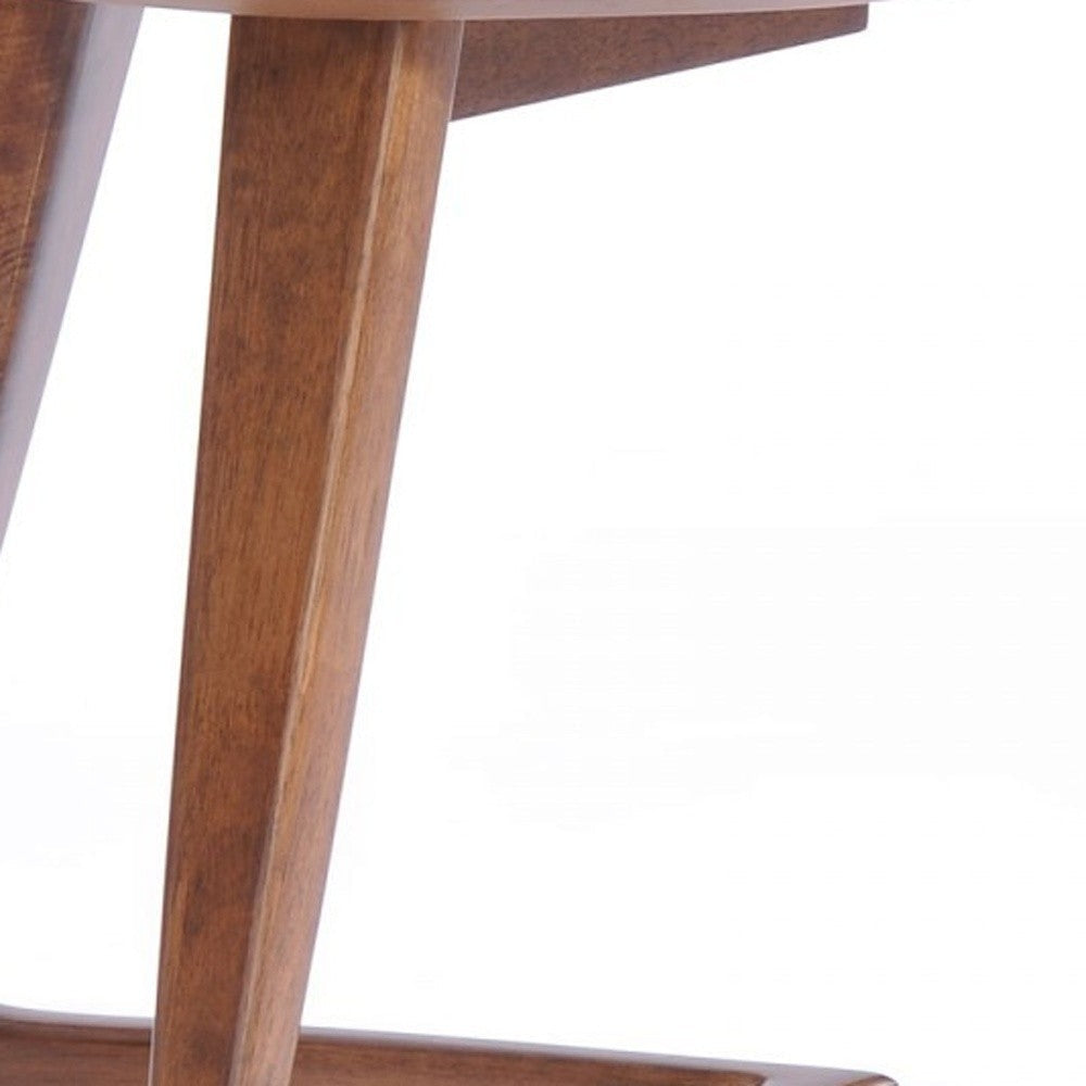 Mod Walnut Wood Asymmetric End Table Image 6