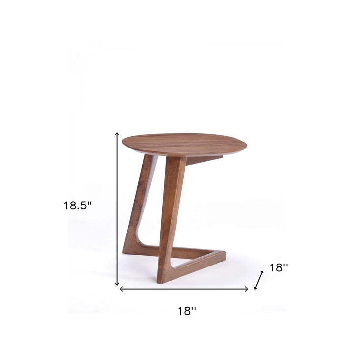 Mod Walnut Wood Asymmetric End Table Image 7