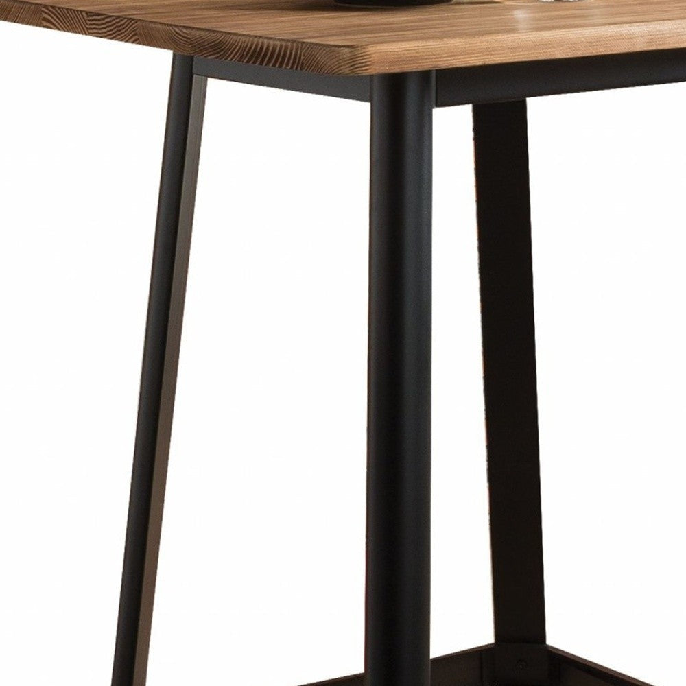 Square Natural And Black High Top Bar Table Image 6