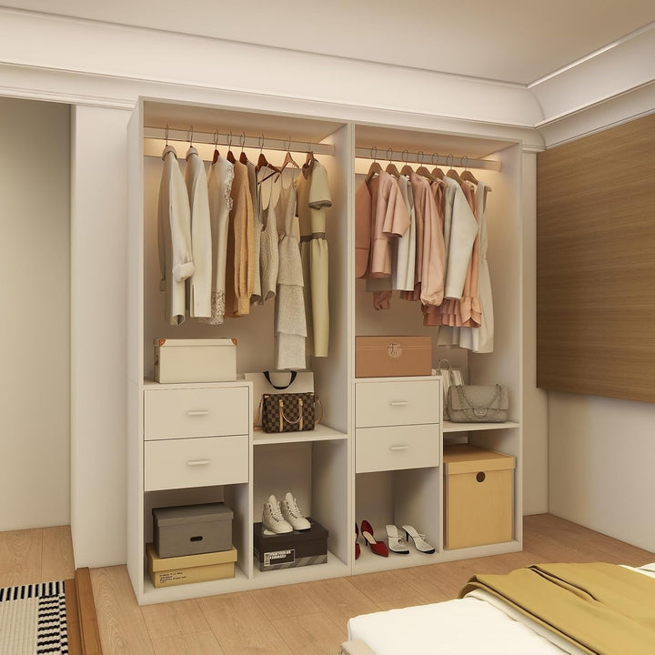 Freestanding Closet System with Drawers Shelves Hanging Rod Portable Organizer Image 2