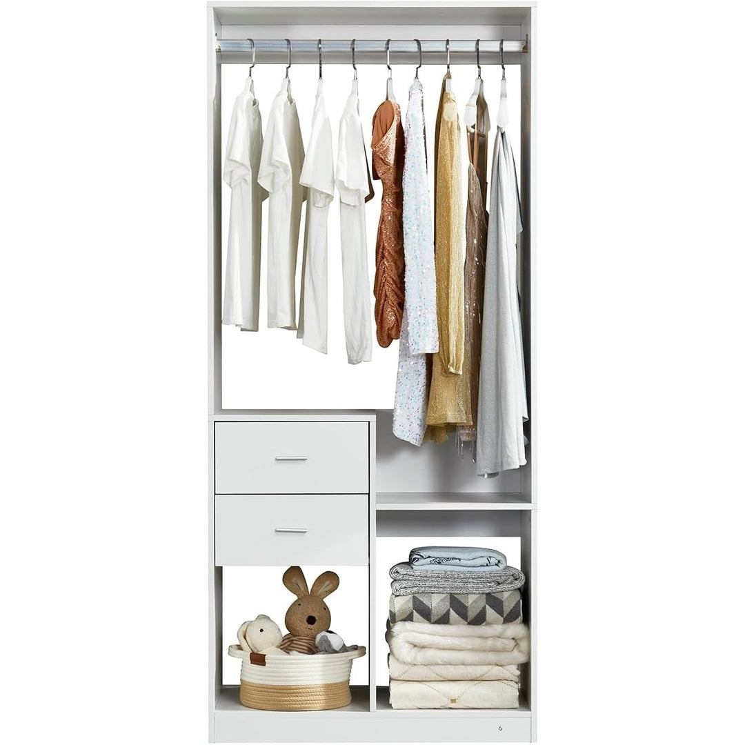 Freestanding Closet System with Drawers Shelves Hanging Rod Portable Organizer Image 3