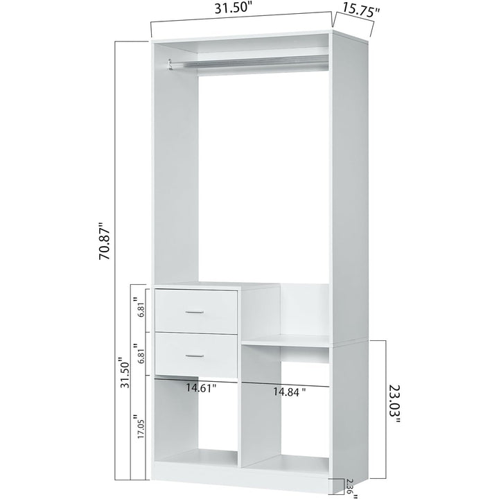 Freestanding Closet System with Drawers Shelves Hanging Rod Portable Organizer Image 4