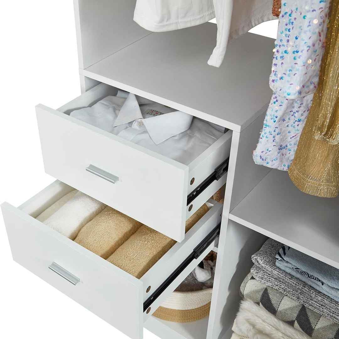 Freestanding Closet System with Drawers Shelves Hanging Rod Portable Organizer Image 6