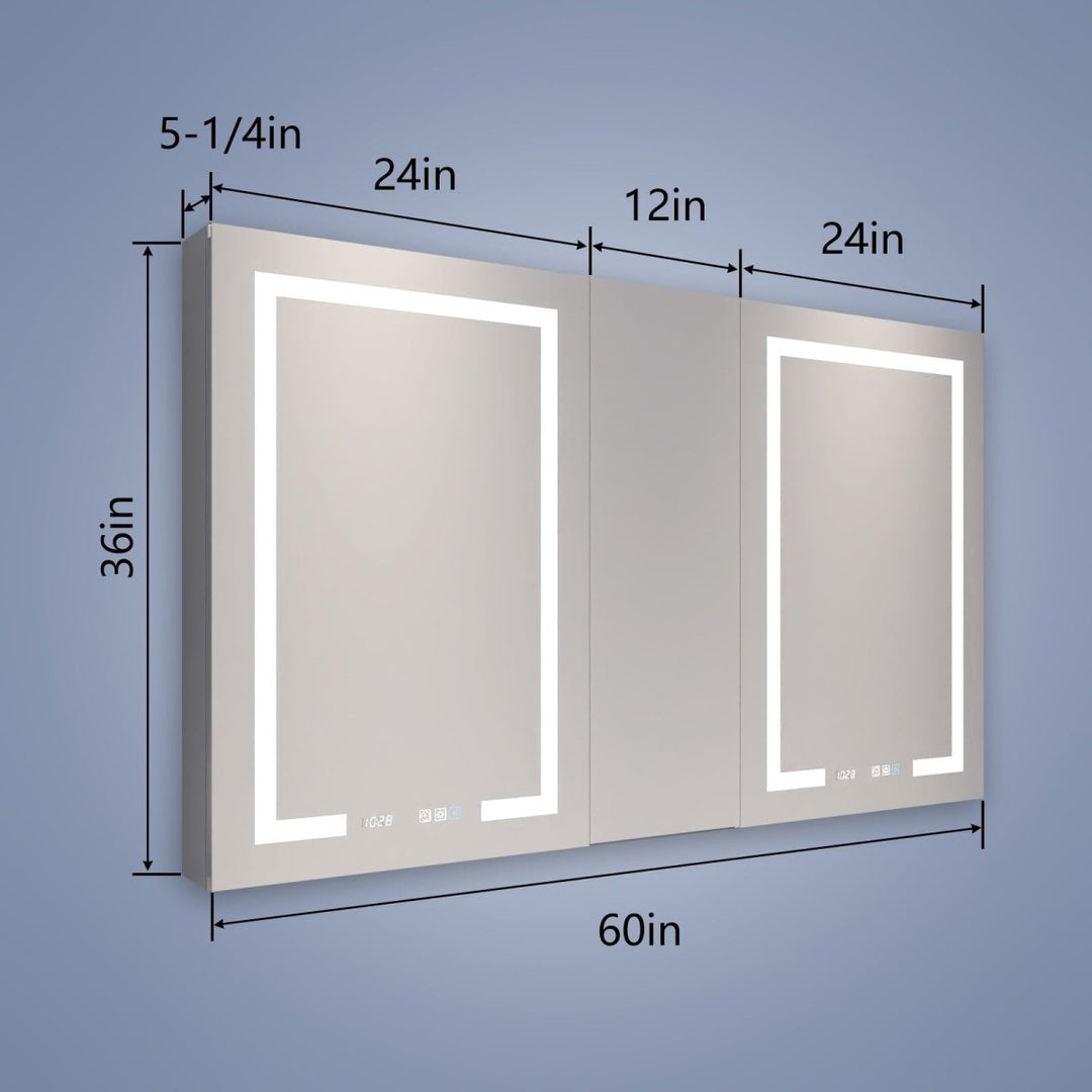 Boost-M2 60" x 36" LED Lighted Medicine Cabinet with Mirror and Shelves Image 2