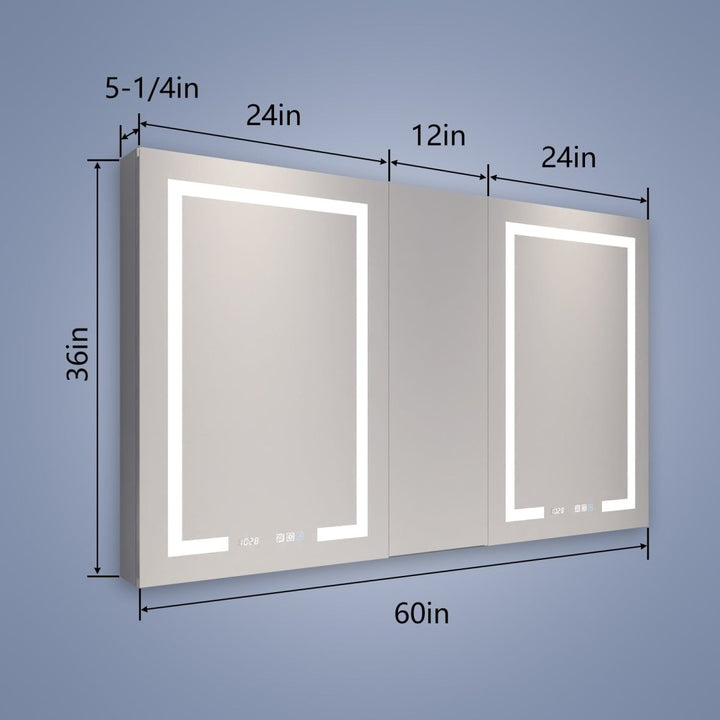 Boost-M2 60" x 36" LED Lighted Medicine Cabinet with Mirror and Shelves Image 2