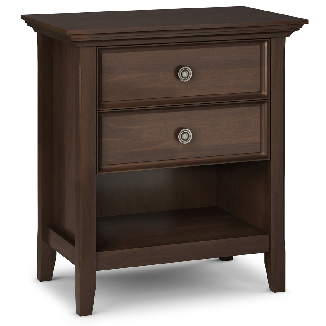 Amherst Bedside Table Solid Wood Nightstand 2 Drawers Open Shelf 16D x 24W x 26H Image 6