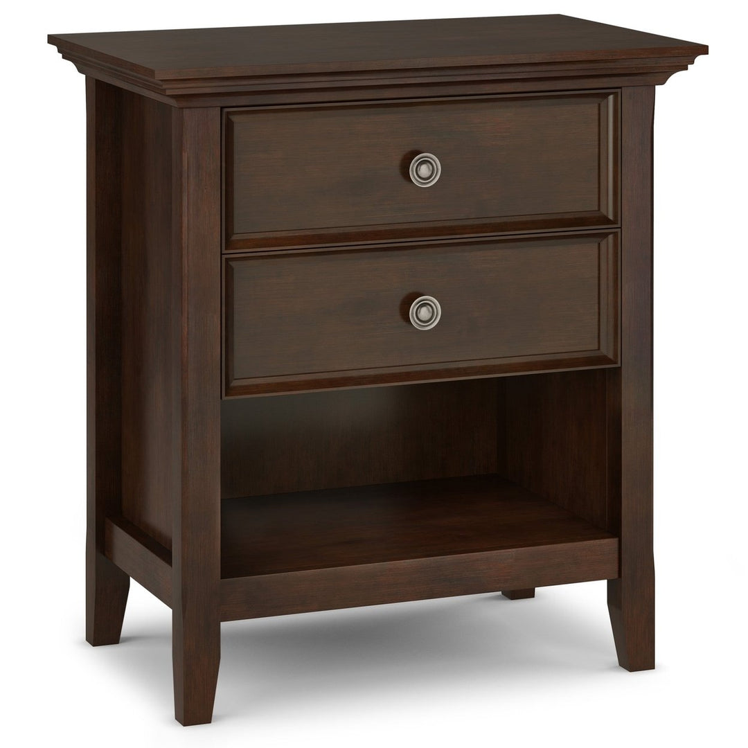 Amherst Bedside Table Solid Wood Nightstand 2 Drawers Open Shelf 16D x 24W x 26H Image 7