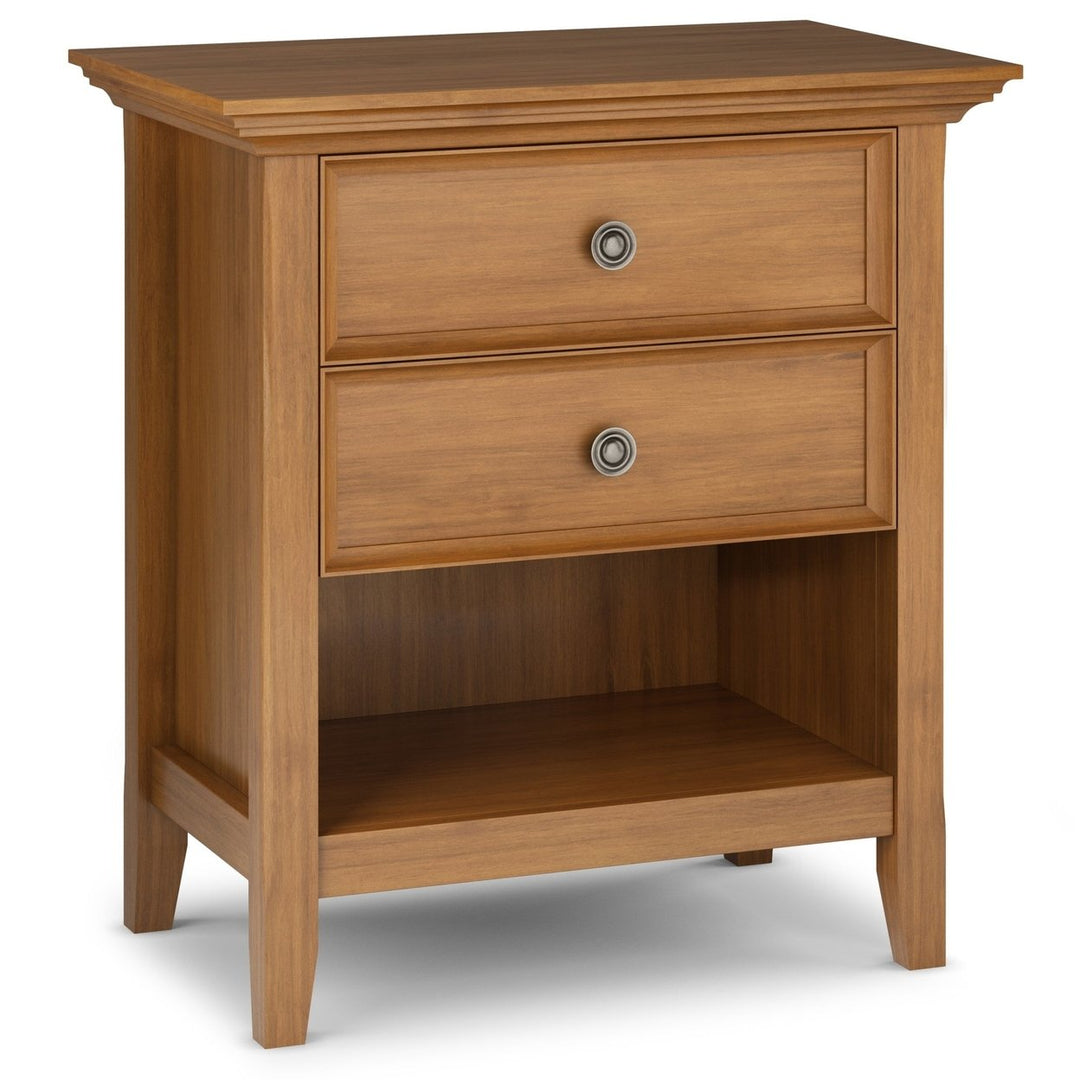 Amherst Bedside Table Solid Wood Nightstand 2 Drawers Open Shelf 16D x 24W x 26H Image 1