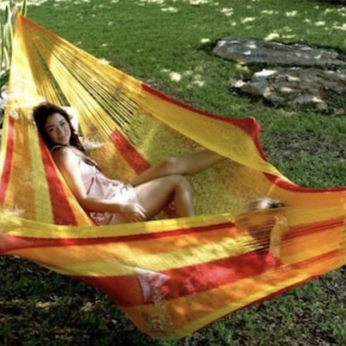 14 Ft King Size Hammock Hamaca Mexico Handmade Threaded Patio Camping Image 2