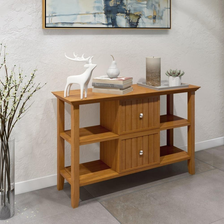 Acadian Console Table Solid Wood Rustic Design Open Shelf Entryway Living Room Image 7