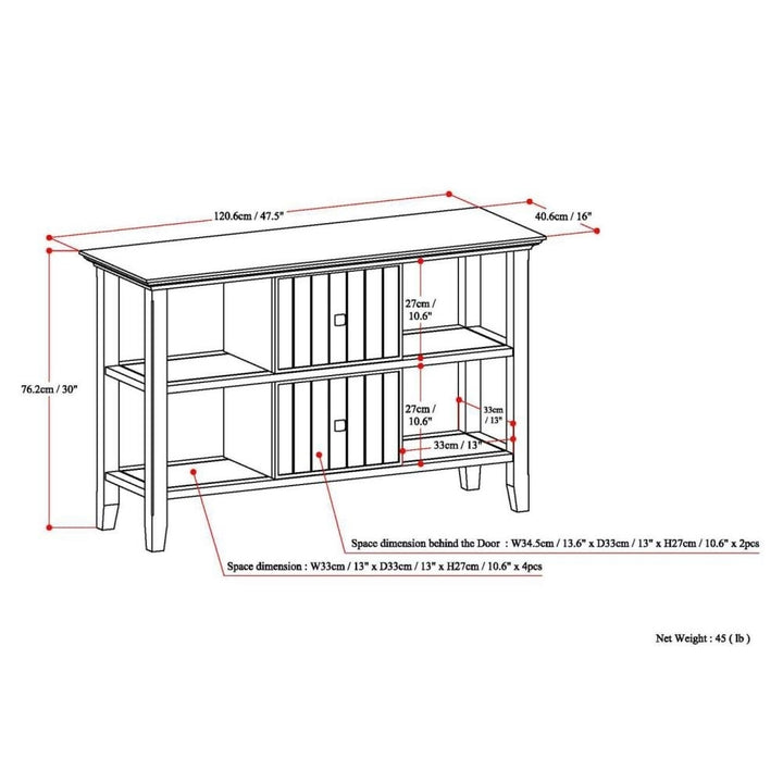 Acadian Console Table Solid Wood Rustic Design Open Shelf Entryway Living Room Image 11