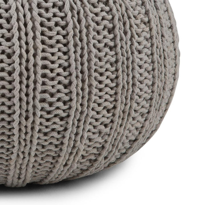 Simpli Home Shelby Round Pouf Hand Knit Cotton 20 Inch Lightweight Accent Furniture Image 6